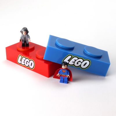 lego acrylic branding block with figures