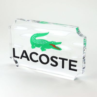 lacoste acrylic branding block