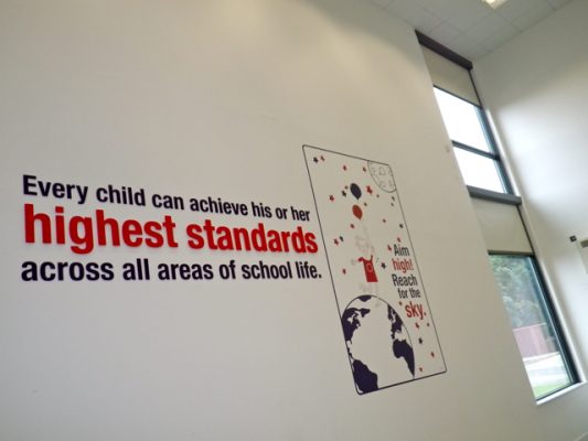 neasden primary school acrylic artwork installation in hallway