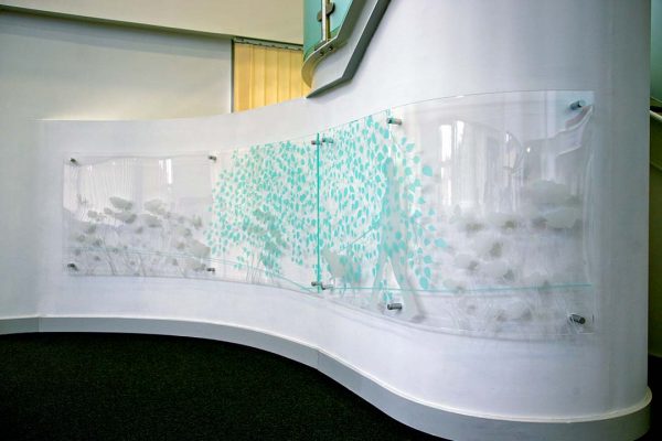 bilton grange curved wall acrylic artwork installation
