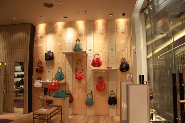 mulberry handbag display in shop