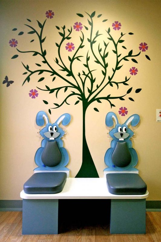 rabbit 3d profile cut acrylic hospital waiting area