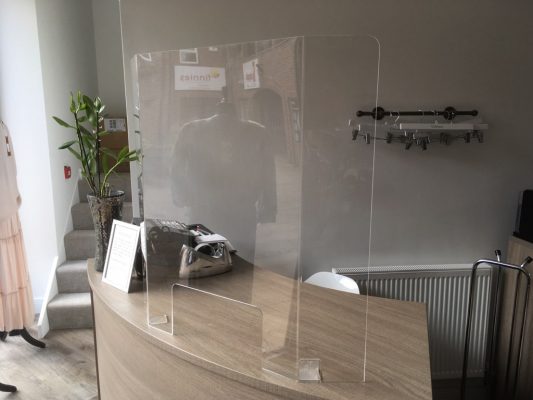 Covid-19 Acrylic Protective Screens - Front Desk Curved Screen