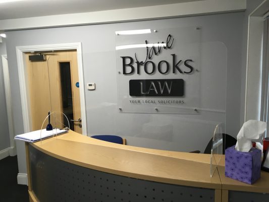Covid-19 Acrylic Protective Screens - Jane Brooks Law Front Desk